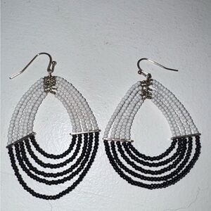 Elegant Black and White Beaded Earrings